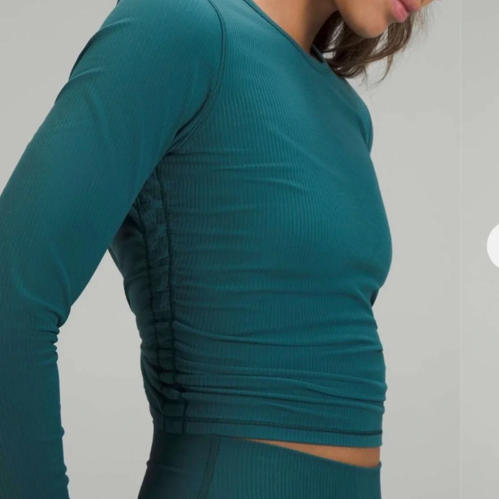 Lululemon All It takes Long Sleeve Teal Ribbed Crop Top